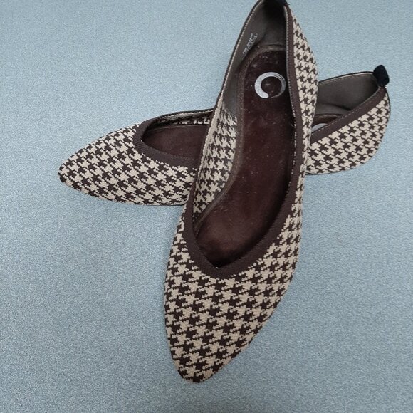 Houndstooth Check Flats in Brown & Tan; Women's Size 10; Knit Fabric Upper; NWOT - Picture 2 of 4